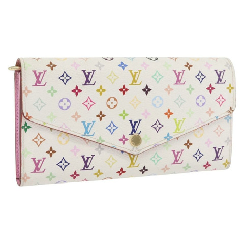 路易威登 (LOUIS VUITTON) 多色 Portefeuille Sarah 皮夾 白色 M93532 LV Auth 171205A