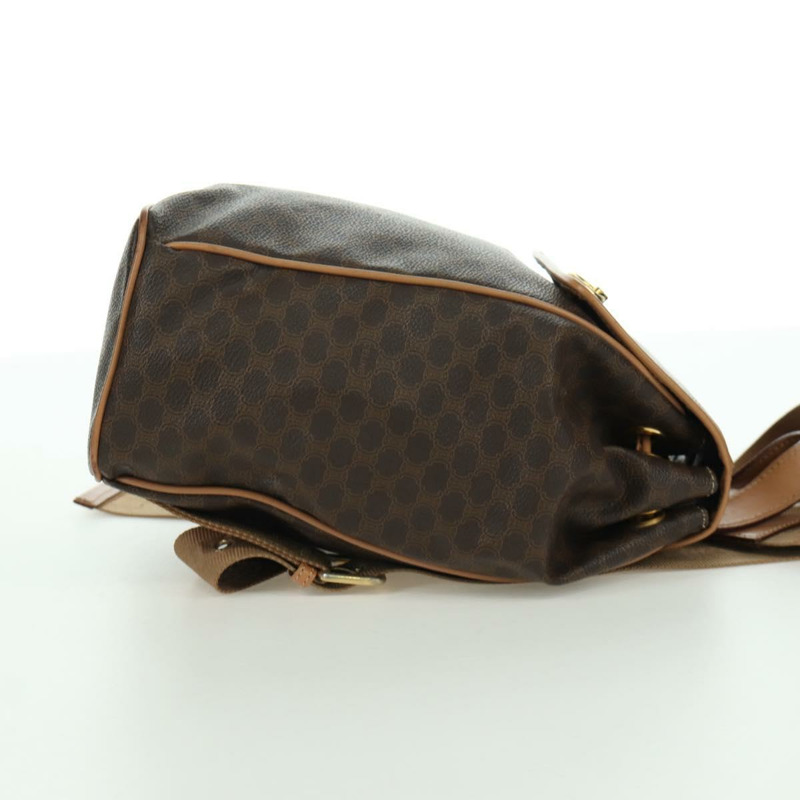 【日本直送】CELINE Macadam帆布雙肩包 PVC皮革 棕色 金色 Auth am11186A-3