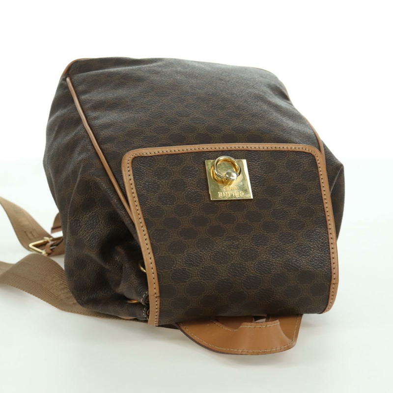 【日本直送】CELINE Macadam帆布雙肩包 PVC皮革 棕色 金色 Auth am11186A-5