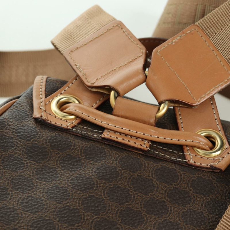 【日本直送】CELINE Macadam帆布雙肩包 PVC皮革 棕色 金色 Auth am11186A-19