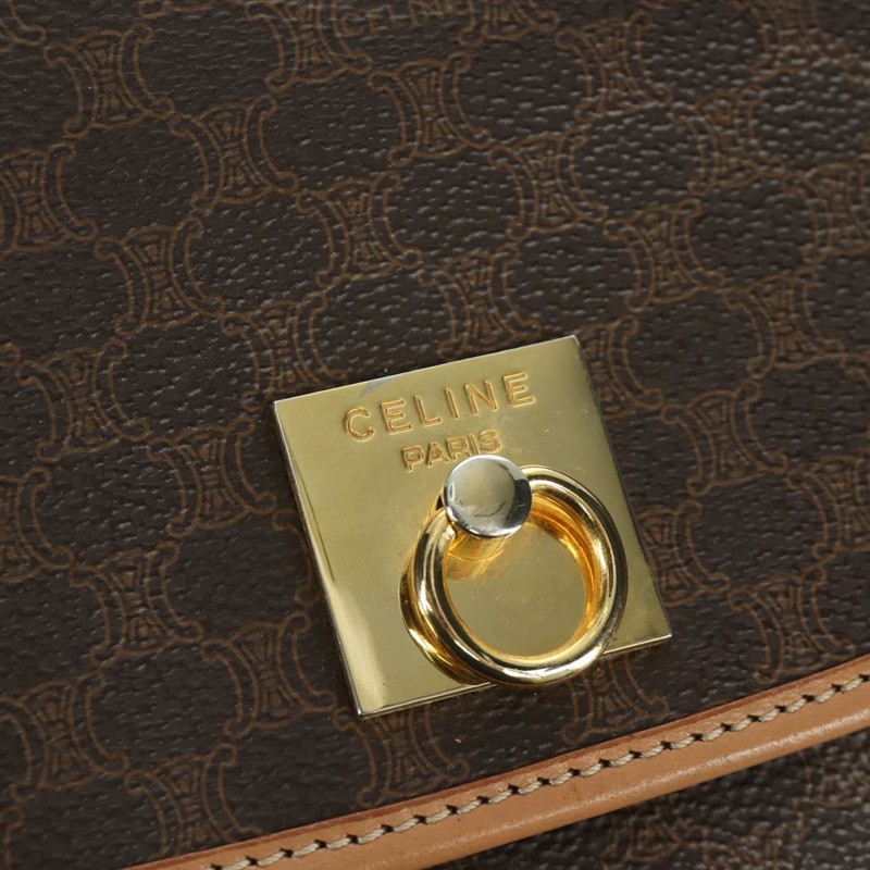 【日本直送】CELINE Macadam帆布雙肩包 PVC皮革 棕色 金色 Auth am11186A-20