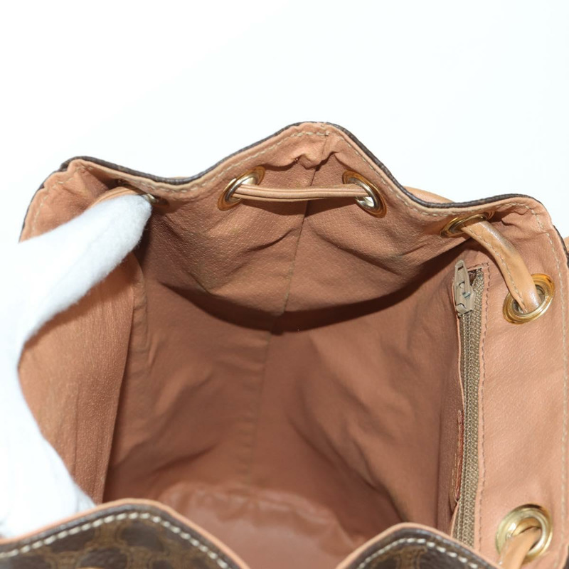 【日本直送】CELINE Macadam帆布雙肩包 PVC皮革 棕色 金色 Auth am11186A-22