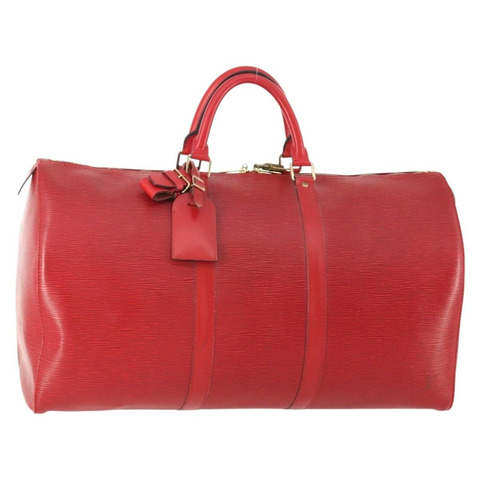 路易威登 Epi Keepall 50 波士頓包 紅色 M42967 LV Auth BAZ214A