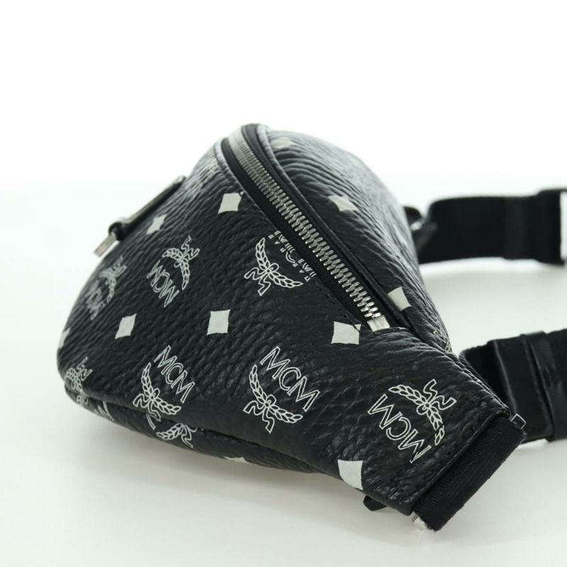 【日本直送】MCM Vicetos Logoogram 皮革斜背包 黑色 銀色 Auth mr2198V-3