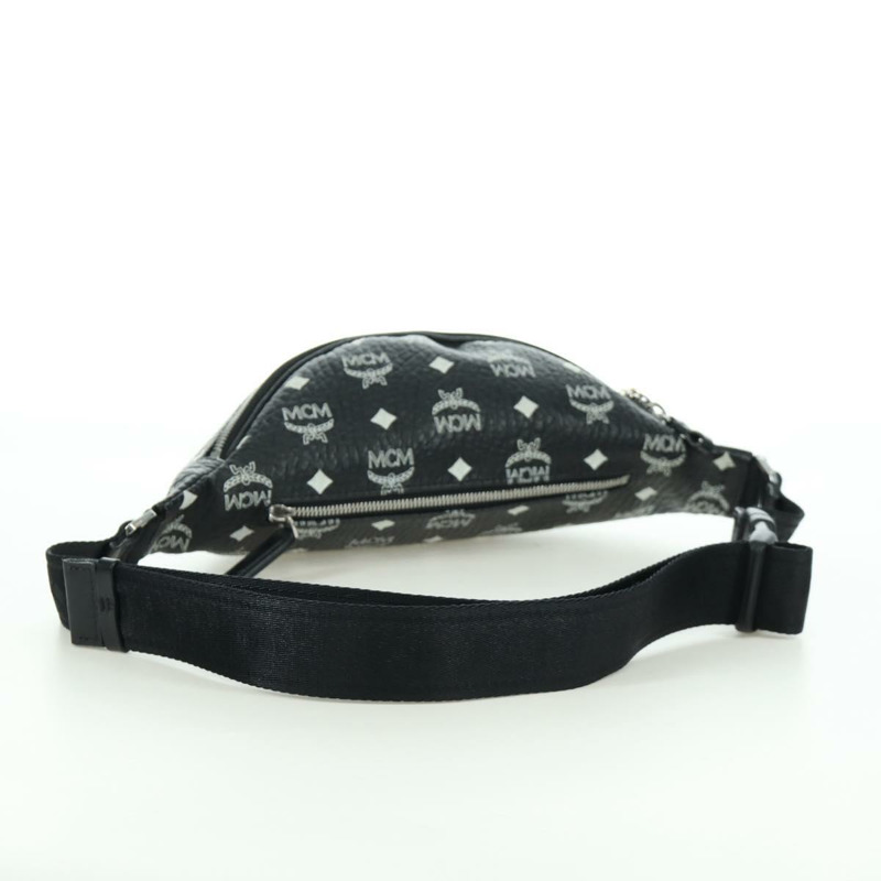 【日本直送】MCM Vicetos Logoogram 皮革斜背包 黑色 銀色 Auth mr2198V-6