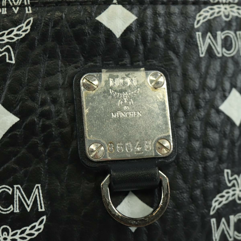 【日本直送】MCM Vicetos Logoogram 皮革斜背包 黑色 銀色 Auth mr2198V-11