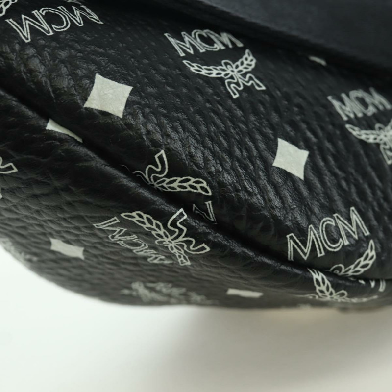 【日本直送】MCM Vicetos Logoogram 皮革斜背包 黑色 銀色 Auth mr2198V-16