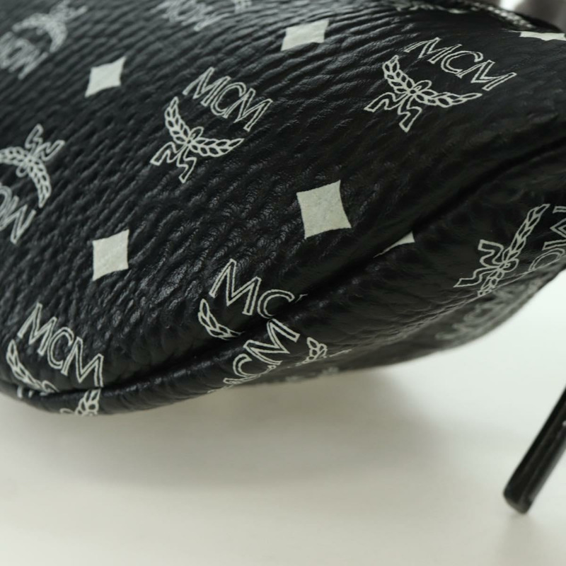 【日本直送】MCM Vicetos Logoogram 皮革斜背包 黑色 銀色 Auth mr2198V-17
