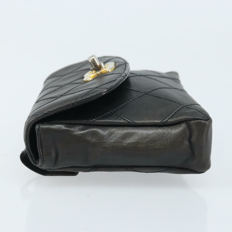 【日本直送】香奈兒雙色腰包，羊皮材質，黑色金色雙C標誌，正品 BA11734A-3