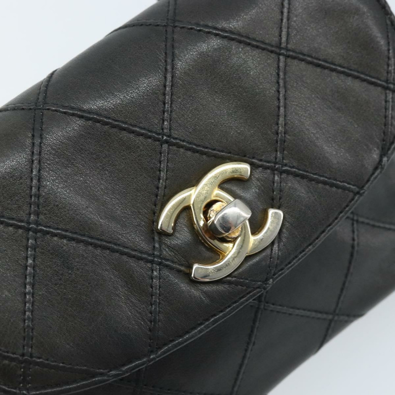 【日本直送】香奈兒雙色腰包，羊皮材質，黑色金色雙C標誌，正品 BA11734A-16