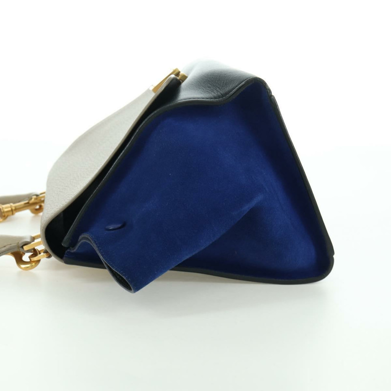 【日本直送】CELINE Trapeze 手提包 皮革 2way 藍色 銀色 正品 BA11737A-2