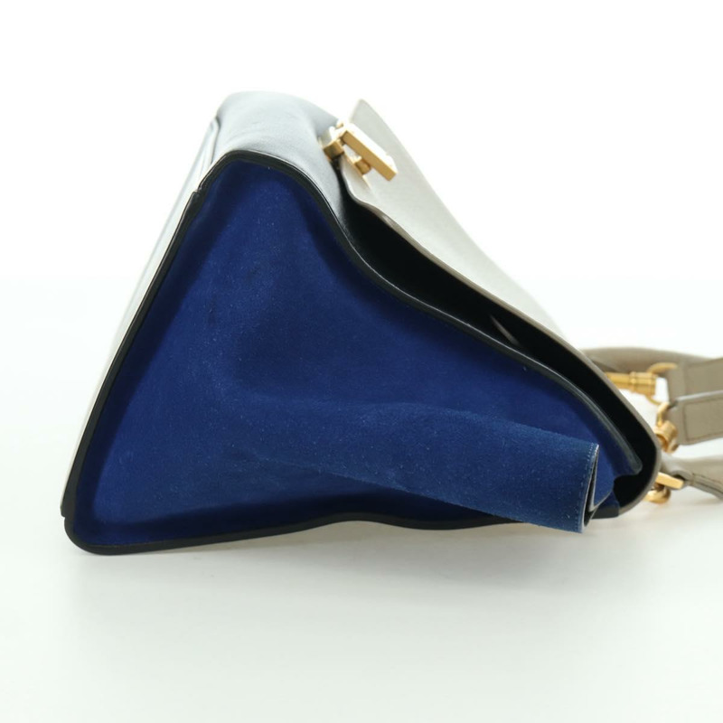 【日本直送】CELINE Trapeze 手提包 皮革 2way 藍色 銀色 正品 BA11737A-3