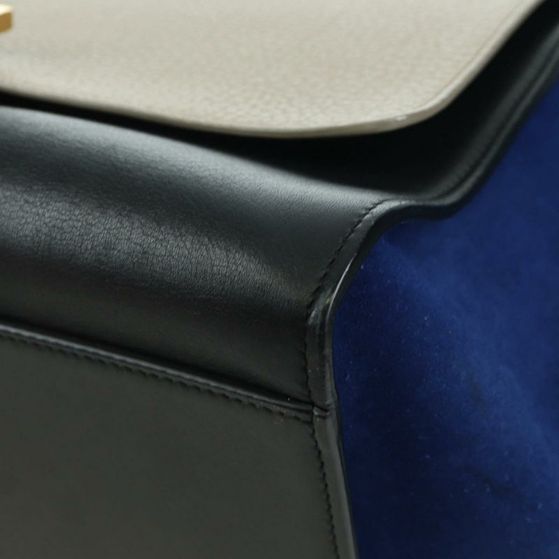 【日本直送】CELINE Trapeze 手提包 皮革 2way 藍色 銀色 正品 BA11737A-15