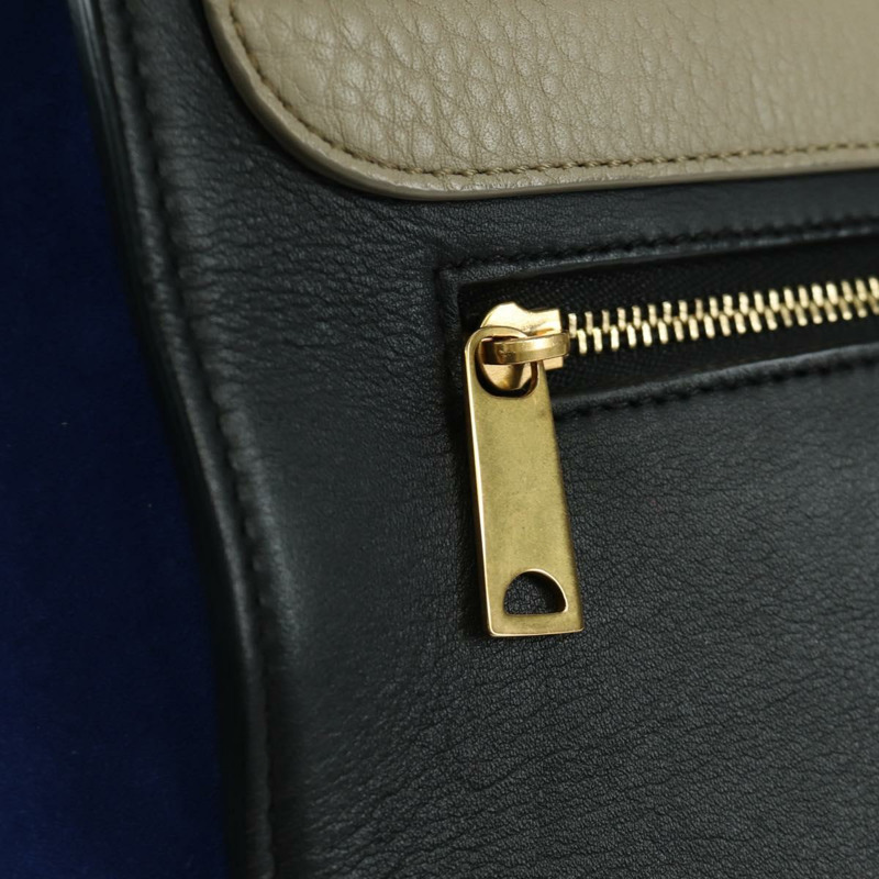 【日本直送】CELINE Trapeze 手提包 皮革 2way 藍色 銀色 正品 BA11737A-18