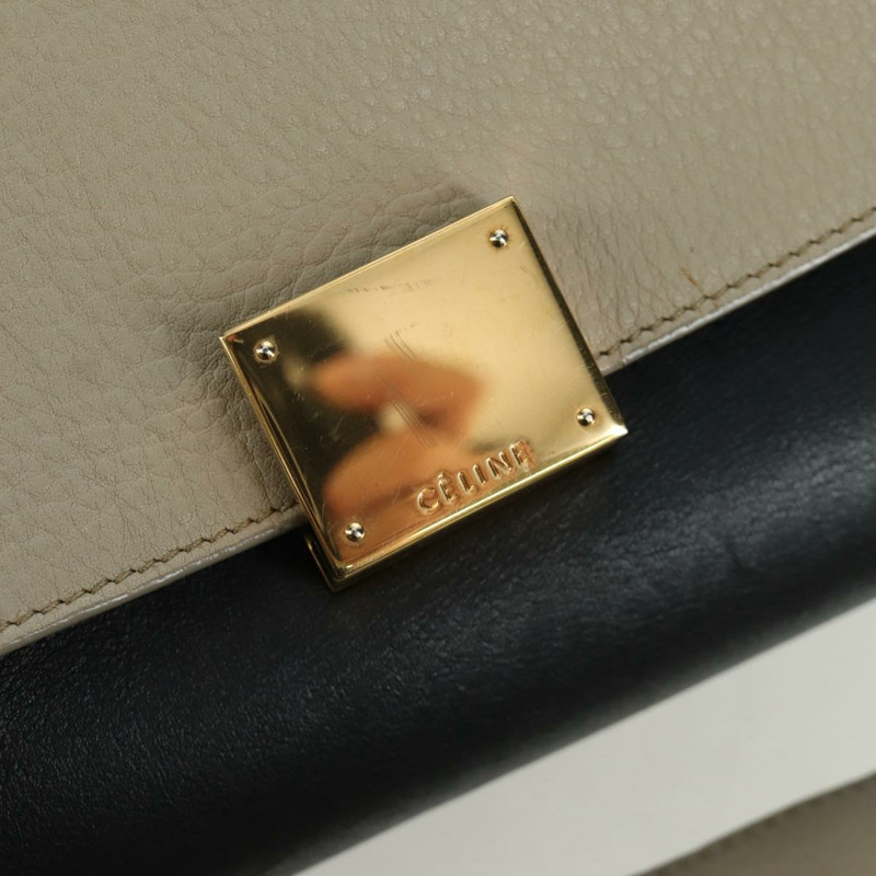 【日本直送】CELINE Trapeze 手提包 皮革 2way 藍色 銀色 正品 BA11737A-21