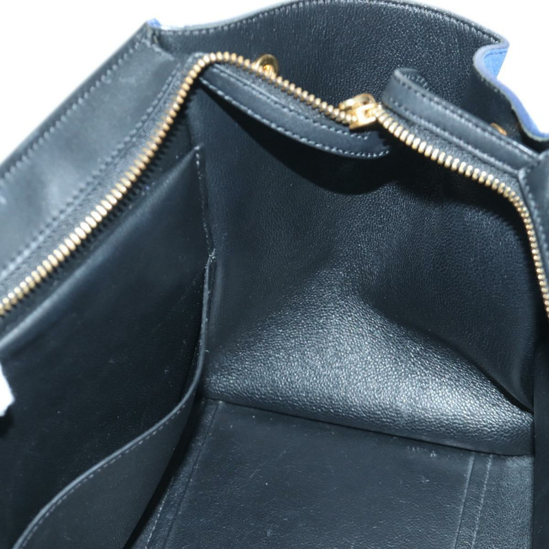 【日本直送】CELINE Trapeze 手提包 皮革 2way 藍色 銀色 正品 BA11737A-25