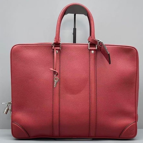 Louis Vuitton路易威登荔枝紋公文包紅色1 41*30*6cm