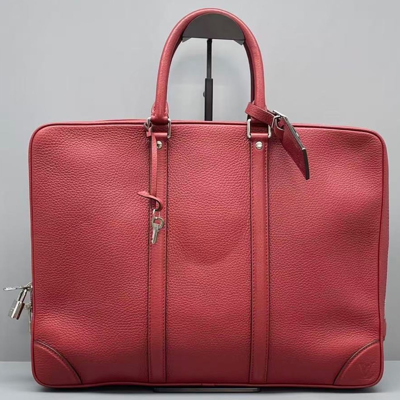 Louis Vuitton路易威登荔枝紋公文包紅色1 41*30*6cm-0