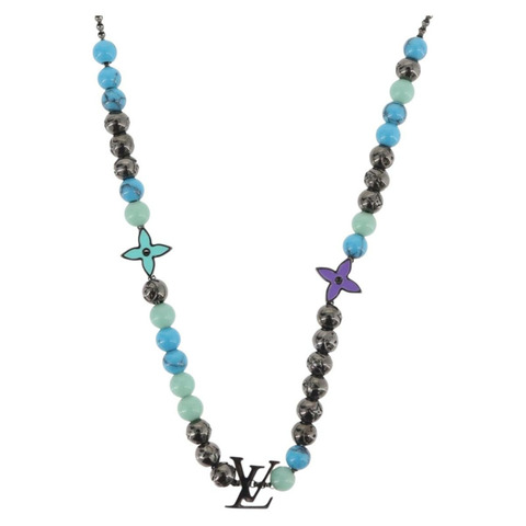 路易威登 Collier LV 串珠項鍊 金屬 綠松石藍 M00313 正品 BAZ738M
