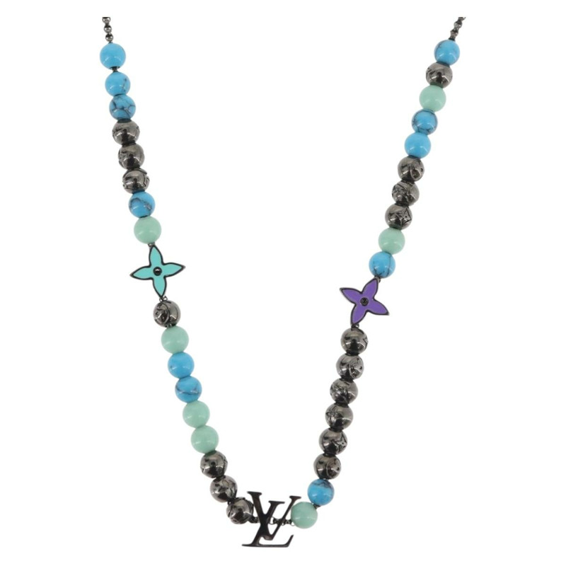 【日本直送】路易威登 Collier LV 串珠項鍊 金屬 綠松石藍 M00313 正品 BAZ738M-0