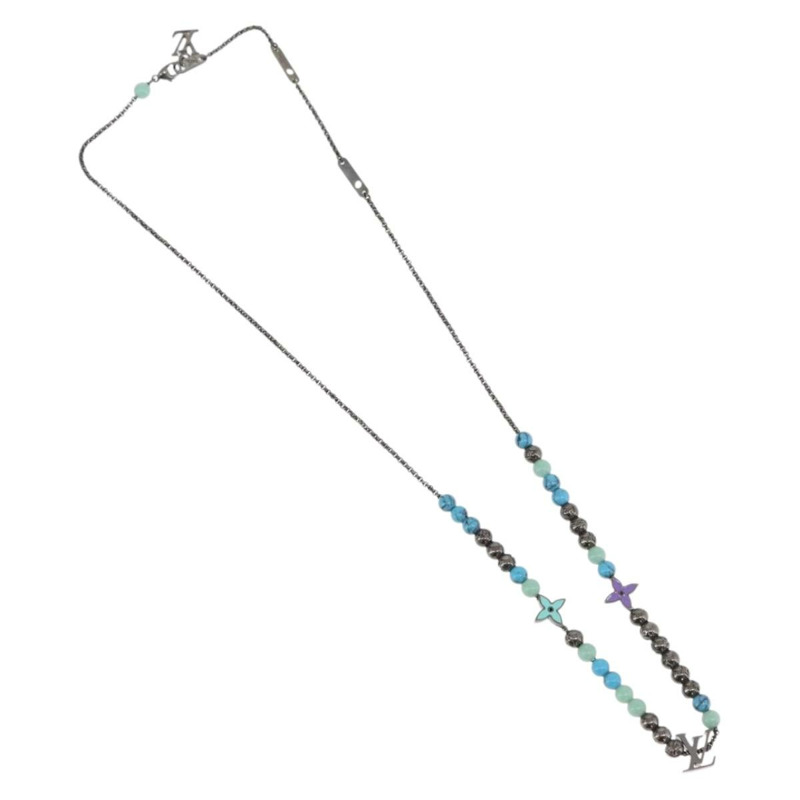 【日本直送】路易威登 Collier LV 串珠項鍊 金屬 綠松石藍 M00313 正品 BAZ738M-1