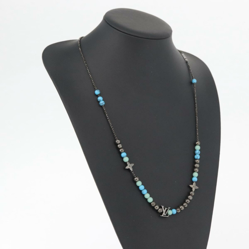 【日本直送】路易威登 Collier LV 串珠項鍊 金屬 綠松石藍 M00313 正品 BAZ738M-18