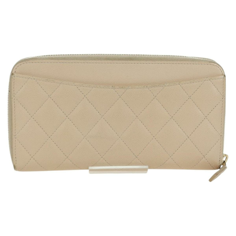 【日本直送】香奈兒長款錢包，羊皮，米色，金色雙C標誌，正品編號167178SAM-1