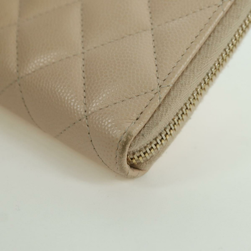 【日本直送】香奈兒長款錢包，羊皮，米色，金色雙C標誌，正品編號167178SAM-14