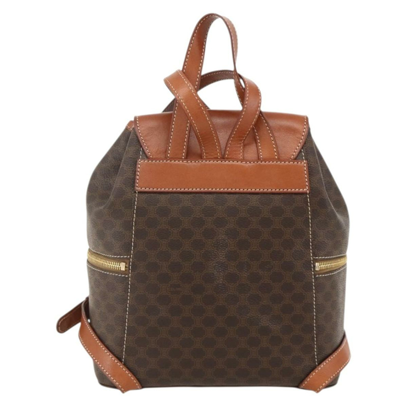 【日本直送】CELINE Macadam帆布雙肩包 PVC皮革 棕色 金色 正品 YKZ829A-2