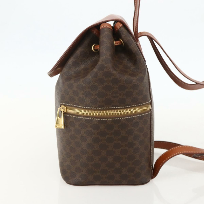 【日本直送】CELINE Macadam帆布雙肩包 PVC皮革 棕色 金色 正品 YKZ829A-4