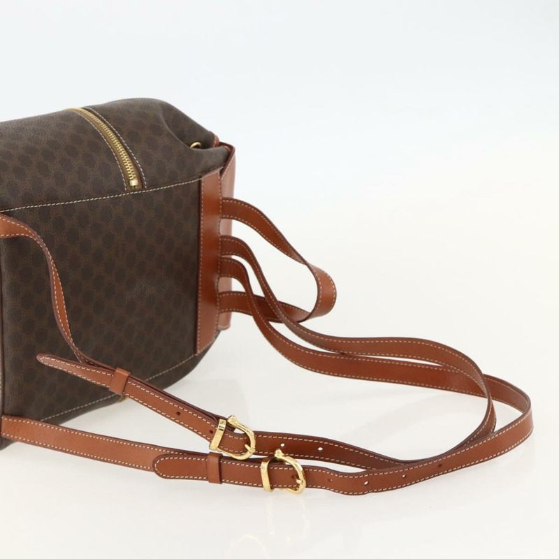 【日本直送】CELINE Macadam帆布雙肩包 PVC皮革 棕色 金色 正品 YKZ829A-8