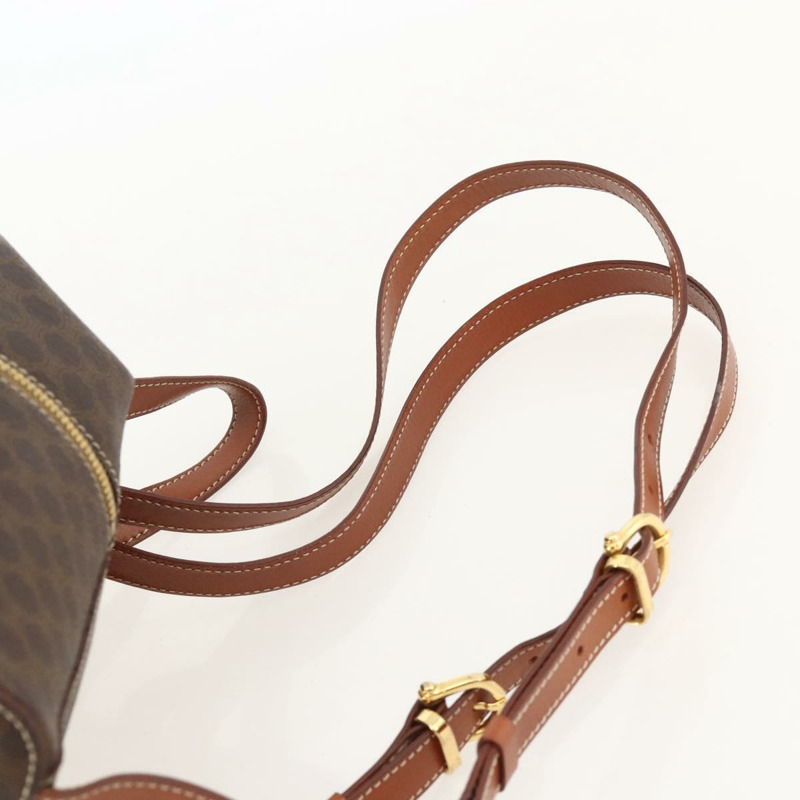 【日本直送】CELINE Macadam帆布雙肩包 PVC皮革 棕色 金色 正品 YKZ829A-9