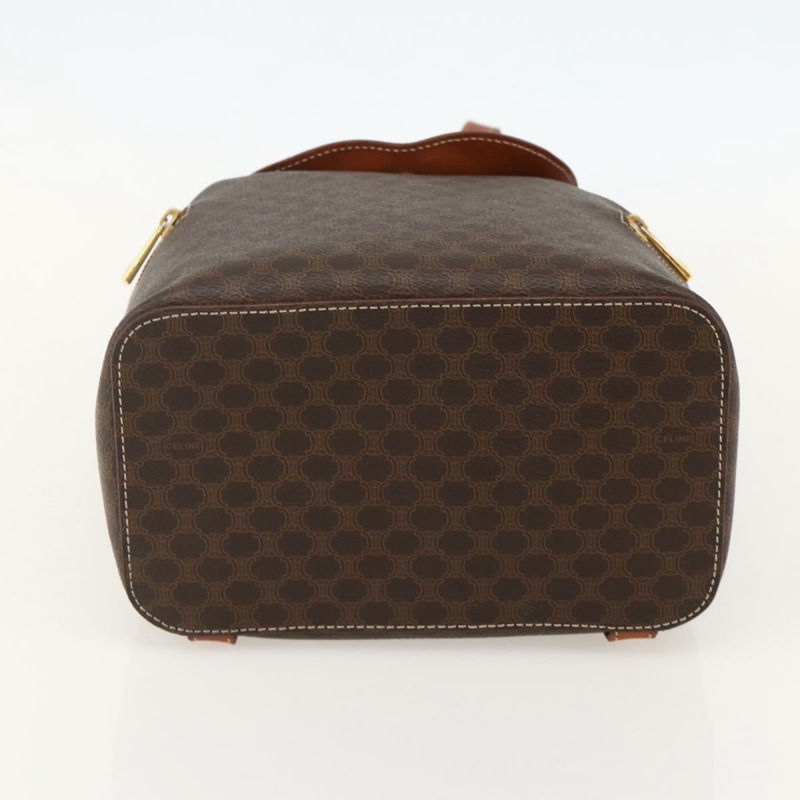 【日本直送】CELINE Macadam帆布雙肩包 PVC皮革 棕色 金色 正品 YKZ829A-10