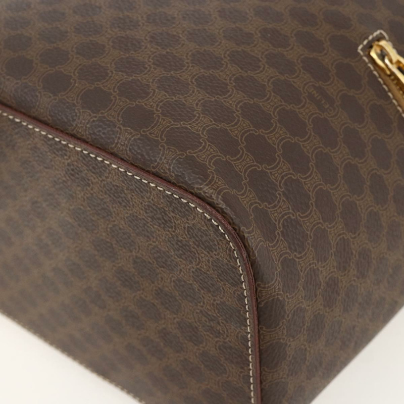 【日本直送】CELINE Macadam帆布雙肩包 PVC皮革 棕色 金色 正品 YKZ829A-11