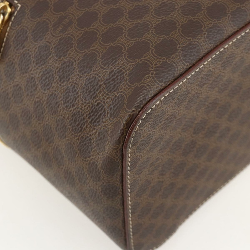 【日本直送】CELINE Macadam帆布雙肩包 PVC皮革 棕色 金色 正品 YKZ829A-12
