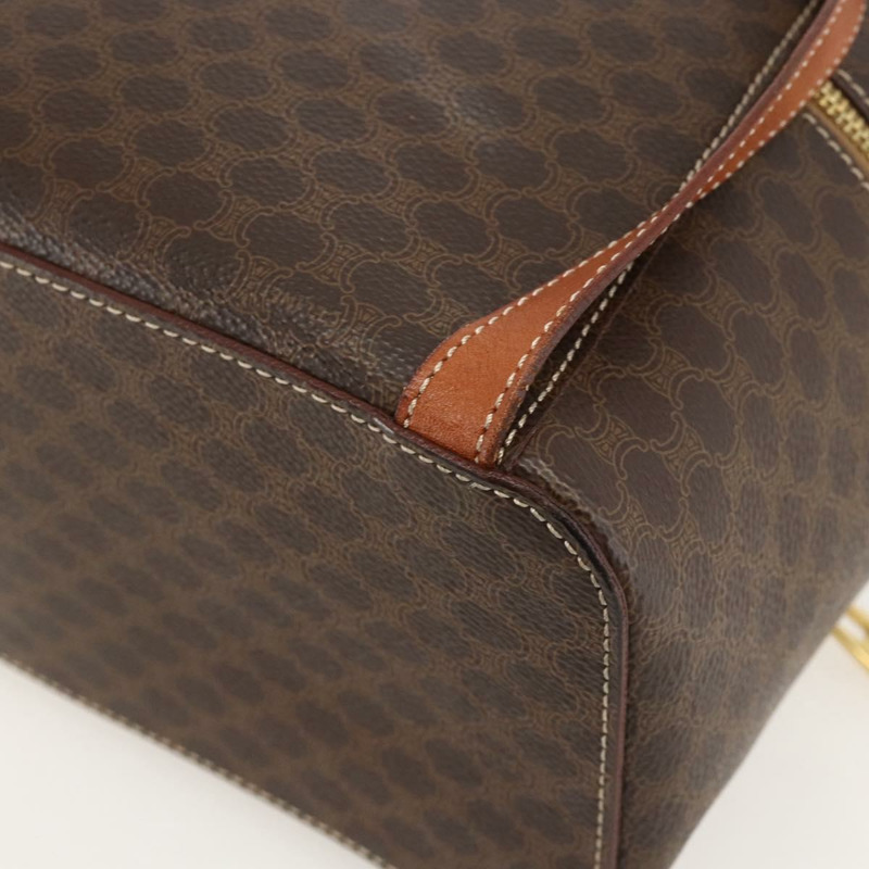 【日本直送】CELINE Macadam帆布雙肩包 PVC皮革 棕色 金色 正品 YKZ829A-13