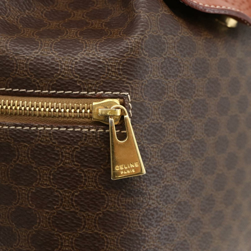 【日本直送】CELINE Macadam帆布雙肩包 PVC皮革 棕色 金色 正品 YKZ829A-15