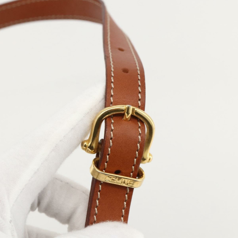 【日本直送】CELINE Macadam帆布雙肩包 PVC皮革 棕色 金色 正品 YKZ829A-17