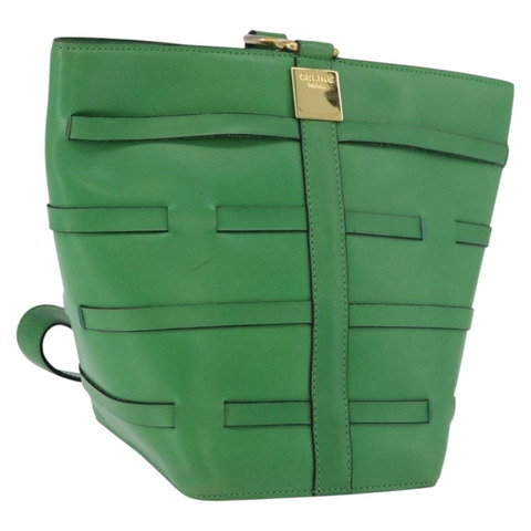CELINE 皮革肩背包 綠色 金色 正品 175580A
