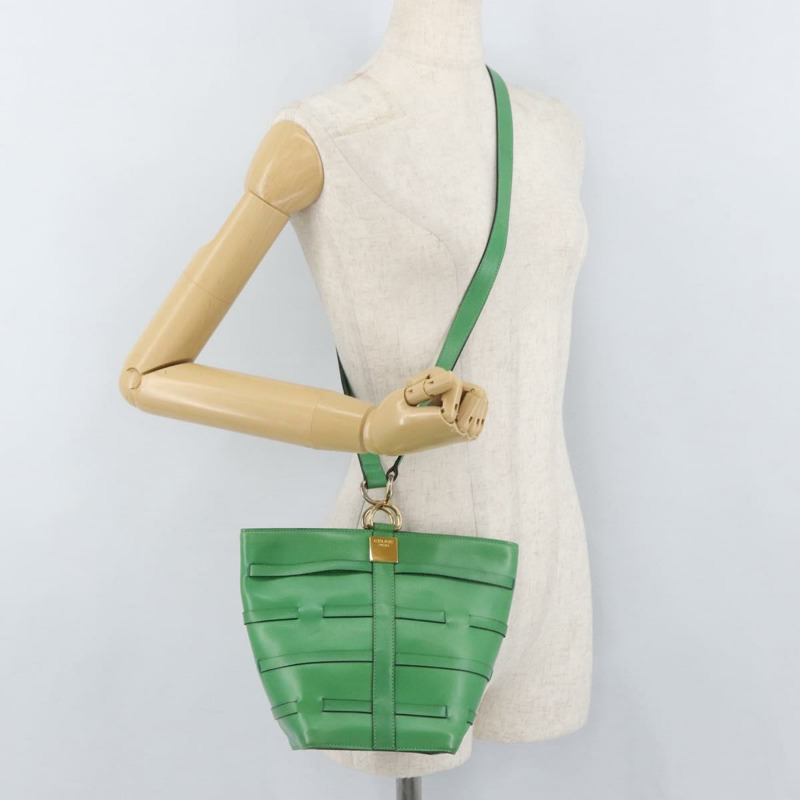 【日本直送】CELINE 綠色金色皮革肩背包，正品編號 175580A-22