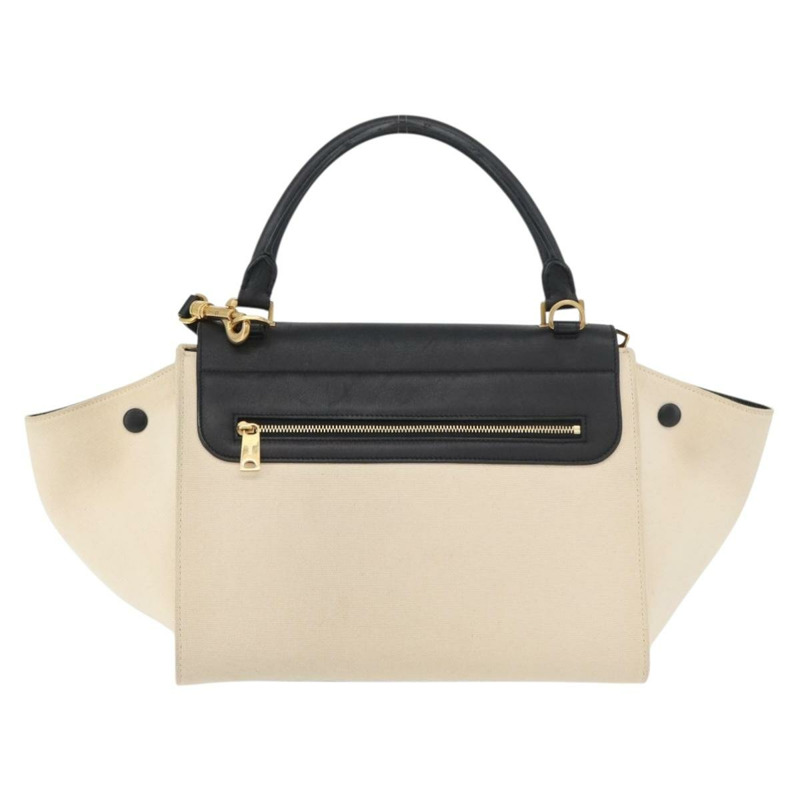【日本直送】CELINE Trapeze 手提包 帆布皮革 2way 金色 米色 正品 BA12121A-2