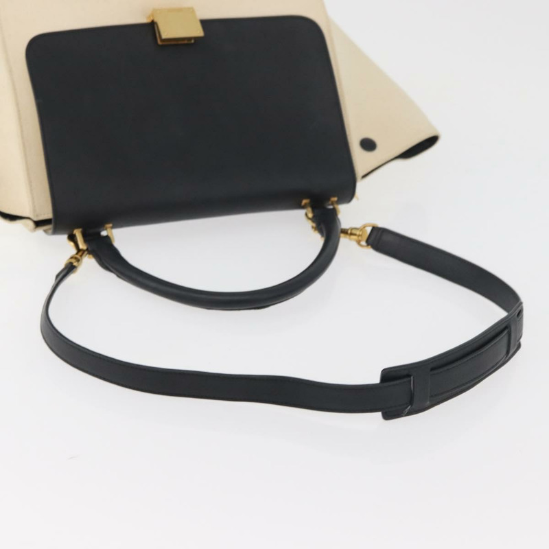 【日本直送】CELINE Trapeze 手提包 帆布皮革 2way 金色 米色 正品 BA12121A-8