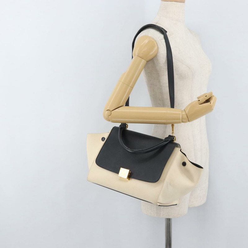 【日本直送】CELINE Trapeze 手提包 帆布皮革 2way 金色 米色 正品 BA12121A-27
