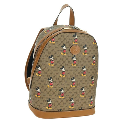 GUCCI Micro GG Supreme Disney 雙肩包 PVC 米色 金色 552884 正品 YKZ1359M