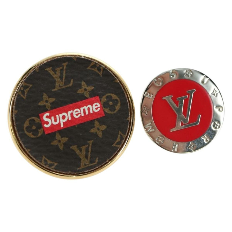 【日本直送】路易威登 (LOUIS VUITTON) 與 Supreme 聯名款金屬徽章兩件套 MP2046 LV Auth YKZ1424M-0