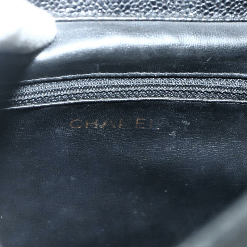 【日本直送】香奈兒魚子醬紋金黑色雙C鏈條背包 Auth ka4012V-16