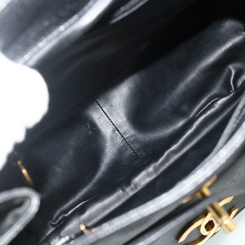 【日本直送】香奈兒魚子醬紋金黑色雙C鏈條背包 Auth ka4012V-17