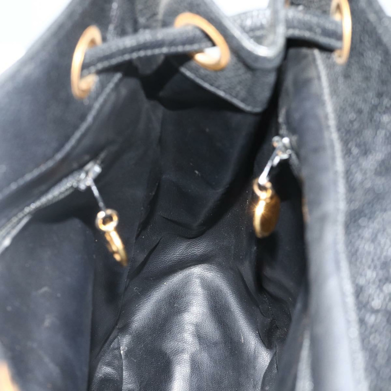 【日本直送】香奈兒魚子醬紋金黑色雙C鏈條背包 Auth ka4012V-19