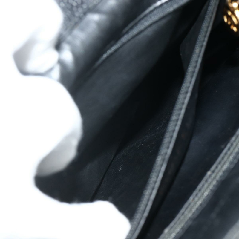 【日本直送】香奈兒魚子醬紋金黑色雙C鏈條背包 Auth ka4012V-21