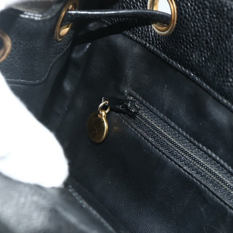 【日本直送】香奈兒魚子醬紋金黑色雙C鏈條背包 Auth ka4012V-22